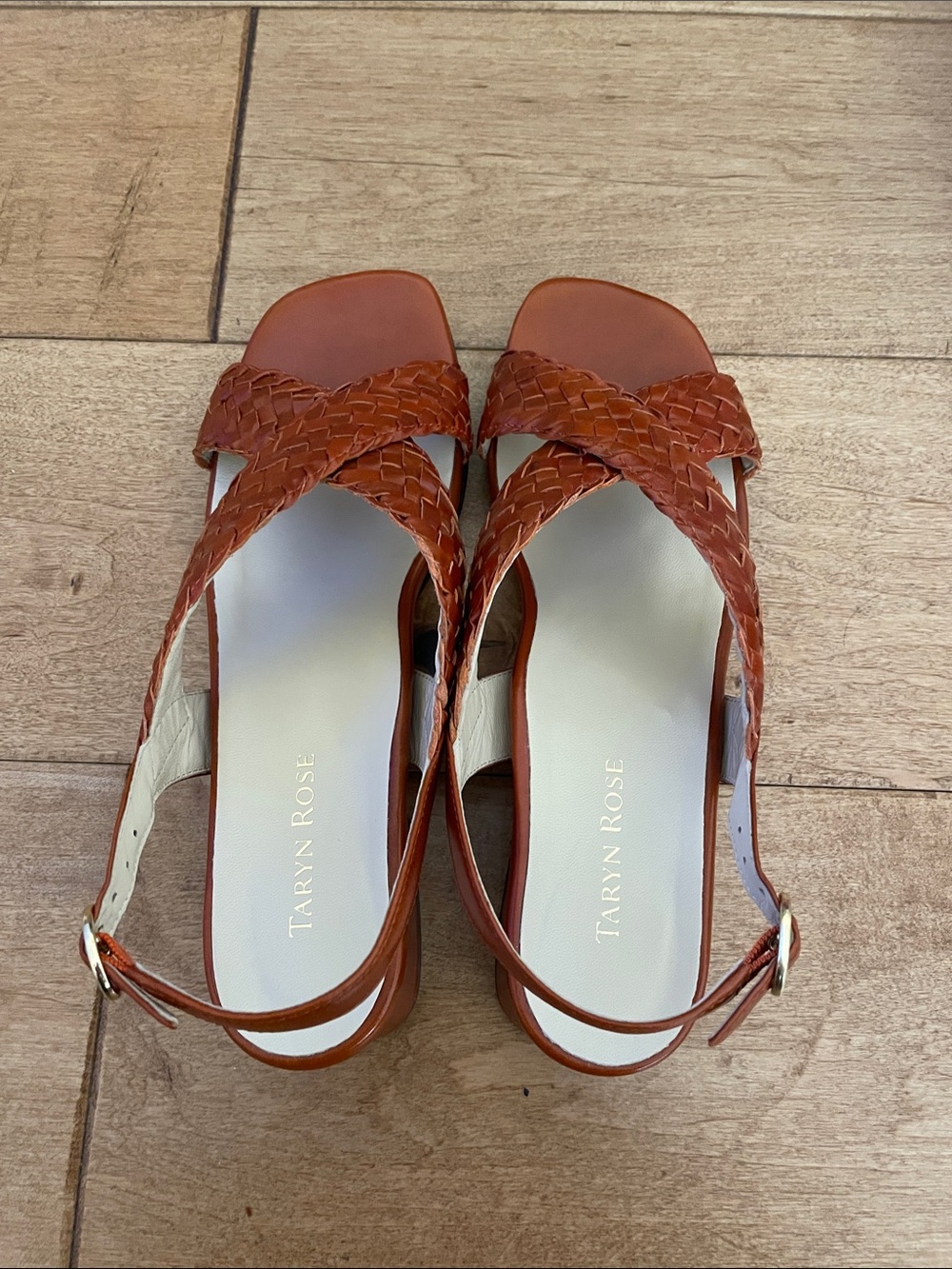 Taryn Rose Chestnut Braided Leather Slingback Sandals - Picture 5 of 8